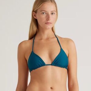 NWT QUINCE Italian Triangle Bikini Top Teal